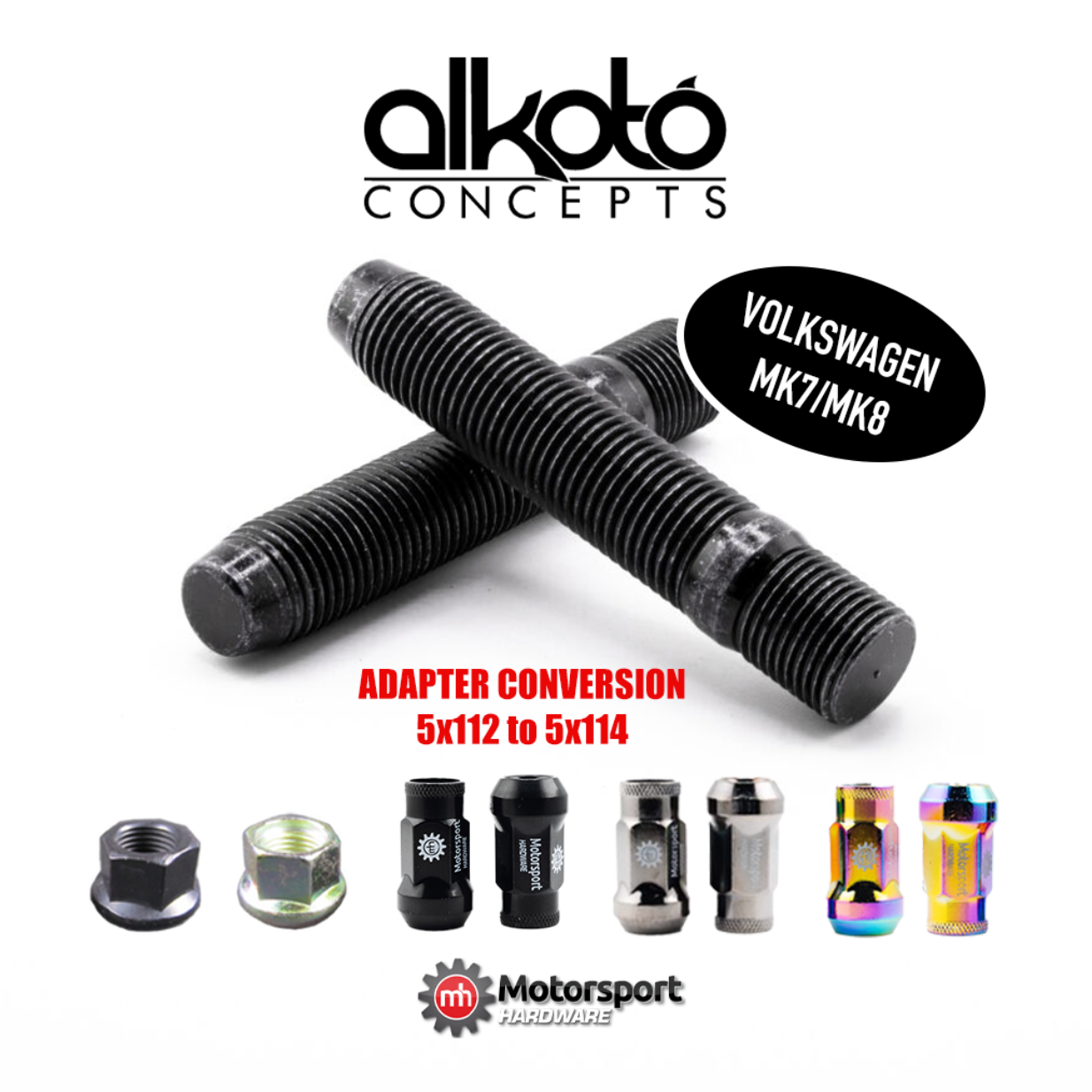 5x112 to 5x114 Adapter Stud Conversion Kit (VW - MK7/MK8)